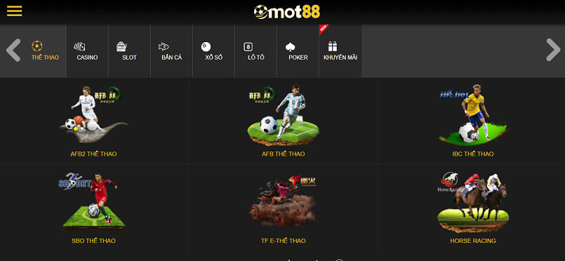Kho Mot88 game cung cấp rất nhiều thể loại trò chơi cá cược hấp dẫn.